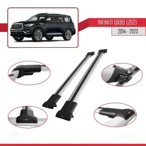 Infiniti QX80 Z62 2014-2023 Arası ile Uyumlu FLY Model Ara Atkı Tavan Barı GRİ thumb 5
