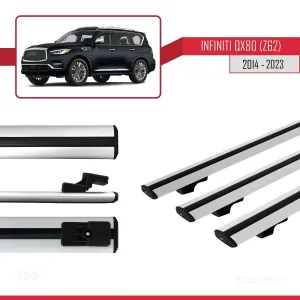 Infiniti QX80 Z62 2014-2023 Arası ile uyumlu Basic Model Ara Atkı Tavan Barı GRİ 3 ADET - Görsel 3