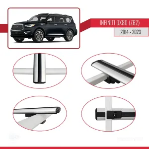 Infiniti QX80 Z62 2014-2023 Arası ile uyumlu Basic Model Ara Atkı Tavan Barı GRİ 3 ADET - Görsel 4