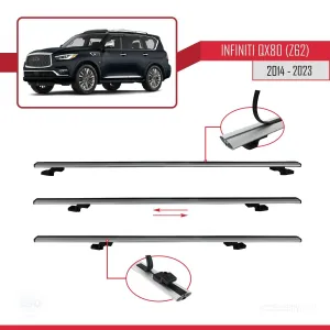 Infiniti QX80 Z62 2014-2023 Arası ile uyumlu Basic Model Ara Atkı Tavan Barı GRİ 3 ADET - Görsel 5