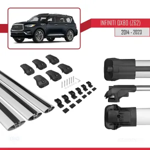 Infiniti QX80 Z62 2014-2023 Arası ile uyumlu ACE-1 Ara Atkı Tavan Barı GRİ 3 ADET BAR thumb 5