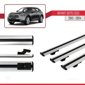 Infiniti QX70 S51 2013-2019 ile uyumlu Basic Model Ara Atkı Tavan Barı GRİ 3 ADET - Görsel 5