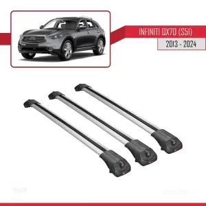 Infiniti QX70 S51 2013 ve Sonrası ile uyumlu ACE-1 Ara Atkı Tavan Barı GRİ 3 ADET BAR thumb 3