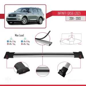 Infiniti QX56 Z62 2011-2013 Arası ile uyumlu FLY Model Ara Atkı Tavan Barı GRİ 3 ADET BAR thumb 4