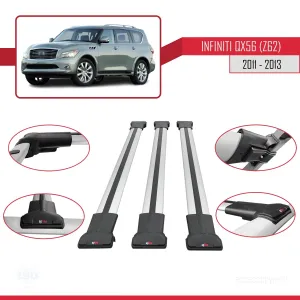 Infiniti QX56 Z62 2011-2013 Arası ile uyumlu FLY Model Ara Atkı Tavan Barı GRİ 3 ADET BAR thumb 5