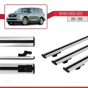 Infiniti QX56 Z62 2011-2013 Arası ile uyumlu Basic Model Ara Atkı Tavan Barı GRİ 3 ADET - Görsel 3