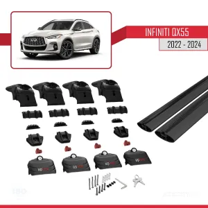 Infiniti QX55 (J55) 2022 ve Sonrası ile uyumlu ACE-2 Ara Atkı Tavan Barı SİYAH thumb 5