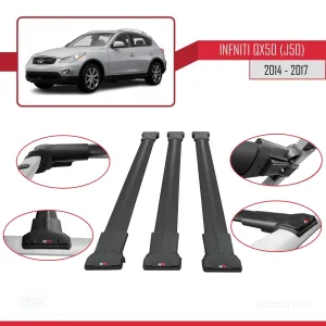 Infiniti QX50 (J50) 2014-2017 Arası ile Uyumlu FLY Model Ara Atkı Tavan Barı SİYAH 3 ADET BAR thumb 5