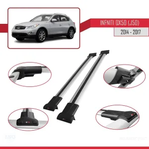 Infiniti QX50 (J50) 2014-2017 Arası ile Uyumlu FLY Model Ara Atkı Tavan Barı GRİ thumb 5
