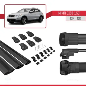 Infiniti QX50 (J50) 2014-2017 Arası ile uyumlu ACE-1 Ara Atkı Tavan Barı SİYAH 3 ADET BAR thumb 5