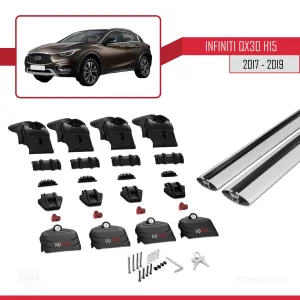 Infiniti QX30 (H15) 2017-2019 Arası ile uyumlu ACE-2 Ara Atkı Tavan Barı GRİ thumb 5