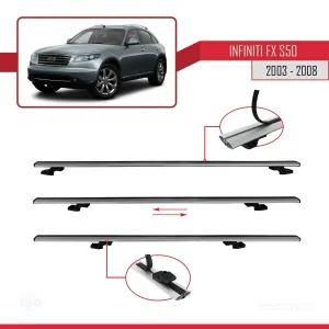 Infiniti FX (S50) 2003-2008 Arası ile uyumlu Basic Model Ara Atkı Tavan Barı GRİ 3 ADET - Görsel 5