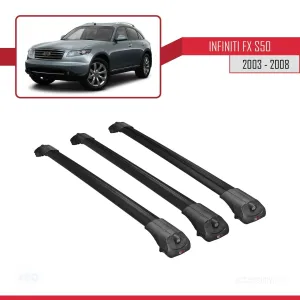 Infiniti FX (S50) 2003-2008 Arası ile uyumlu ACE-1 Ara Atkı Tavan Barı SİYAH 3 ADET BAR thumb 3