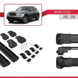 Infiniti FX (S50) 2003-2008 Arası ile uyumlu ACE-1 Ara Atkı Tavan Barı SİYAH - Görsel 5
