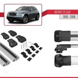 Infiniti FX (S50) 2003-2008 Arası ile uyumlu ACE-1 Ara Atkı Tavan Barı GRİ - Görsel 5