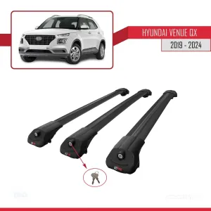 Hyundai Venue (QX) 2019 ve Sonrası ile uyumlu ACE-1 Ara Atkı Tavan Barı SİYAH 3 ADET BAR thumb 4