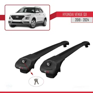 Hyundai Venue (QX) 2019 ve Sonrası ile uyumlu ACE-1 Ara Atkı Tavan Barı SİYAH thumb 4