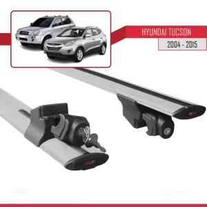 Hyundai Tucson 2004-2015 Arası ile uyumlu HOOK Model Anahtar Kilitli Ara Atkı Tavan Barı GRİ thumb 5