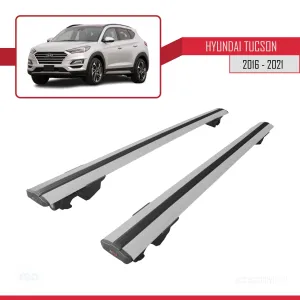 Hyundai Tucson (TL) 2016-2021 Arası ile uyumlu HOOK Model Anahtar Kilitli Ara Atkı Tavan Barı GRİ thumb 4