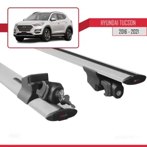 Hyundai Tucson (TL) 2016-2021 Arası ile uyumlu HOOK Model Anahtar Kilitli Ara Atkı Tavan Barı GRİ thumb 5