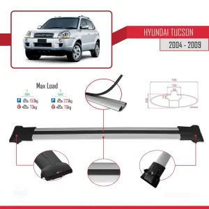 Hyundai Tucson (JM) 2004-2009 Arası ile uyumlu FLY Model Ara Atkı Tavan Barı GRİ - Görsel 4