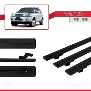 Hyundai Tucson (JM) 2004-2009 Arası ile uyumlu Basic Model Ara Atkı Tavan Barı SİYAH 3 ADET - Görsel 3