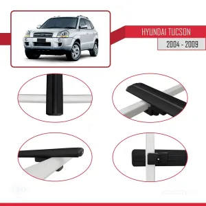 Hyundai Tucson (JM) 2004-2009 Arası ile uyumlu Basic Model Ara Atkı Tavan Barı SİYAH 3 ADET - Görsel 4