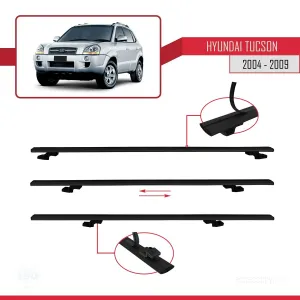 Hyundai Tucson (JM) 2004-2009 Arası ile uyumlu Basic Model Ara Atkı Tavan Barı SİYAH 3 ADET - Görsel 5