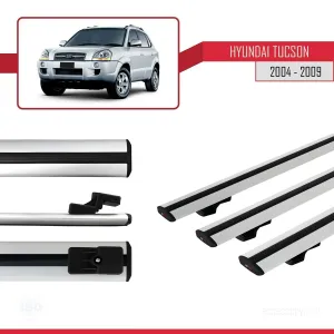 Hyundai Tucson (JM) 2004-2009 Arası ile uyumlu Basic Model Ara Atkı Tavan Barı GRİ 3 ADET - Görsel 3