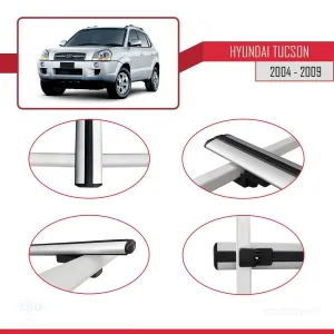 Hyundai Tucson (JM) 2004-2009 Arası ile uyumlu Basic Model Ara Atkı Tavan Barı GRİ 3 ADET - Görsel 4
