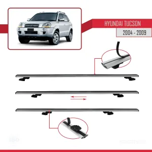 Hyundai Tucson (JM) 2004-2009 Arası ile uyumlu Basic Model Ara Atkı Tavan Barı GRİ 3 ADET - Görsel 5