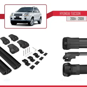 Hyundai Tucson (JM) 2004-2009 Arası ile uyumlu ACE-1 Ara Atkı Tavan Barı SİYAH thumb 5