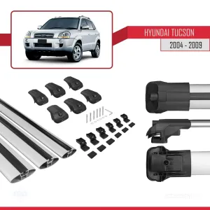 Hyundai Tucson (JM) 2004-2009 Arası ile uyumlu ACE-1 Ara Atkı Tavan Barı GRİ 3 ADET BAR thumb 5