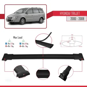 Hyundai Trajet FO 2000-2008 Arası ile Uyumlu FLY Model Ara Atkı Tavan Barı SİYAH 3 ADET BAR - Görsel 4