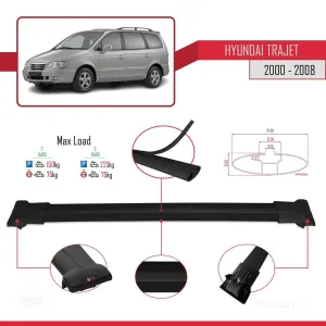 Hyundai Trajet 2000-2008 Arası ile Uyumlu FLY Model Ara Atkı Tavan Barı SİYAH thumb 4