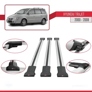 Hyundai Trajet 2000-2008 Arası ile Uyumlu FLY Model Ara Atkı Tavan Barı GRİ 3 ADET BAR thumb 5