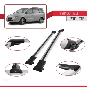 Hyundai Trajet 2000-2008 Arası ile Uyumlu FLY Model Ara Atkı Tavan Barı GRİ thumb 5
