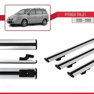 Hyundai Trajet FO 2000-2008 Arası ile uyumlu Basic Model Ara Atkı Tavan Barı GRİ 3 ADET - Görsel 3