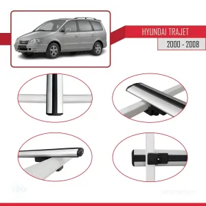 Hyundai Trajet FO 2000-2008 Arası ile uyumlu Basic Model Ara Atkı Tavan Barı GRİ 3 ADET - Görsel 4