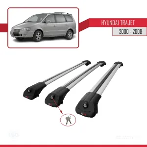 Hyundai Trajet 2000-2008 Arası ile uyumlu ACE-1 Ara Atkı Tavan Barı GRİ 3 ADET BAR thumb 4