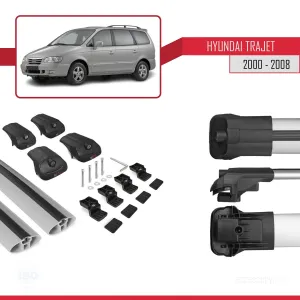 Hyundai Trajet FO 2000-2008 Arası ile uyumlu ACE-1 Ara Atkı Tavan Barı GRİ - Görsel 5