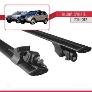 Hyundai Santa Fe 2001-2012 Arası ile uyumlu HOOK Model Anahtar Kilitli Ara Atkı Tavan Barı SİYAH thumb 5