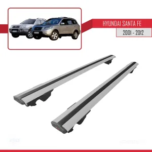 Hyundai Santa Fe 2001-2012 Arası ile uyumlu HOOK Model Anahtar Kilitli Ara Atkı Tavan Barı GRİ thumb 4