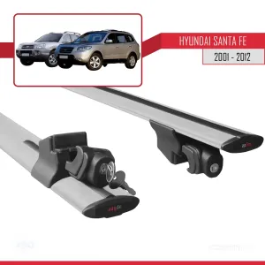 Hyundai Santa Fe 2001-2012 Arası ile uyumlu HOOK Model Anahtar Kilitli Ara Atkı Tavan Barı GRİ thumb 5