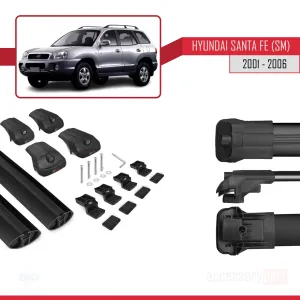 Hyundai Santa Fe (SM) 2001-2006 Arası ile uyumlu ACE-1 Ara Atkı Tavan Barı SİYAH thumb 5