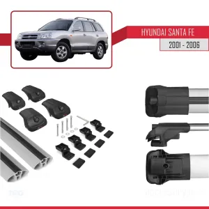 Hyundai Santa Fe (SM) 2001-2006 Arası ile uyumlu ACE-1 Ara Atkı Tavan Barı GRİ thumb 5