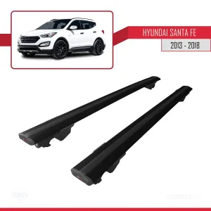Hyundai Santa Fe (DM) 2013-2018 Arası ile uyumlu HOOK Model Anahtar Kilitli Ara Atkı Tavan Barı SİYAH thumb 4