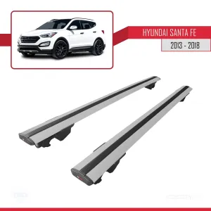Hyundai Santa Fe (DM) 2013-2018 Arası ile uyumlu HOOK Model Anahtar Kilitli Ara Atkı Tavan Barı GRİ thumb 4