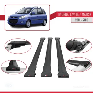 Hyundai Lavita / Matrix (FC) 2001-2010 Arası ile uyumlu FLY Model Ara Atkı Tavan Barı SİYAH 3 ADET BAR thumb 5