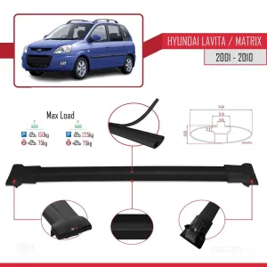 Hyundai Lavita / Matrix (FC) 2001-2010 Arası ile uyumlu FLY Model Ara Atkı Tavan Barı SİYAH thumb 4